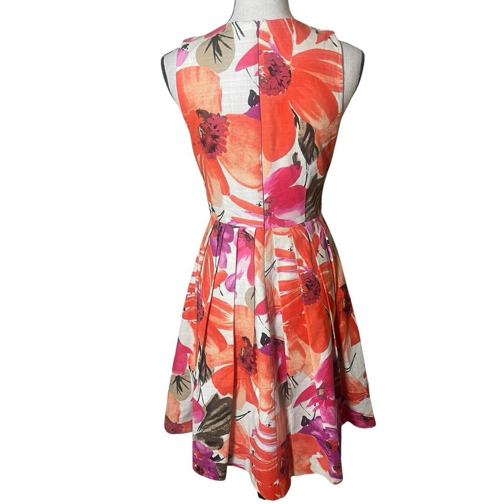 Eliza J Floral Fit & Flare Pleated Dress Pockets Size 2 Garden Party Feminine - Picture 5 of 11